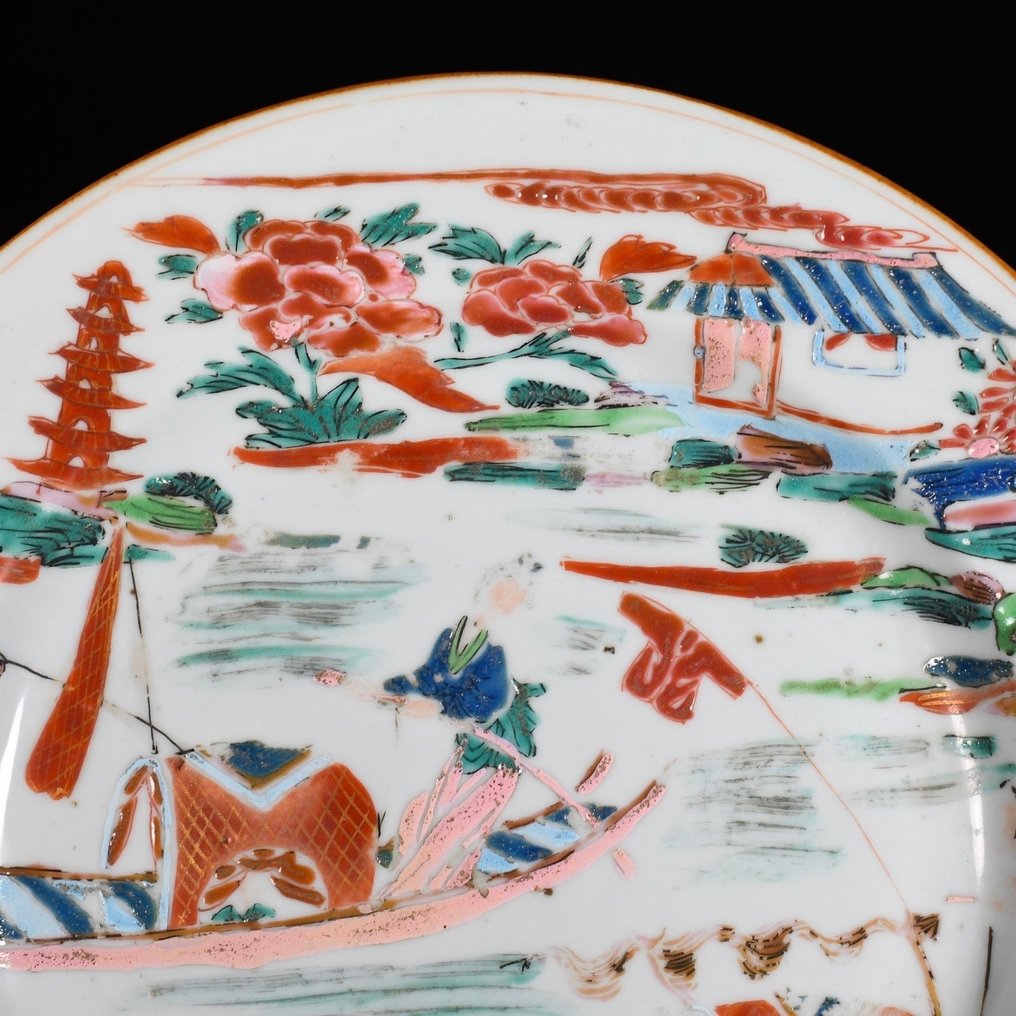 盤子 - Assiette en porcelaine à décor d'une scène de rivière - 瓷器 #2.1