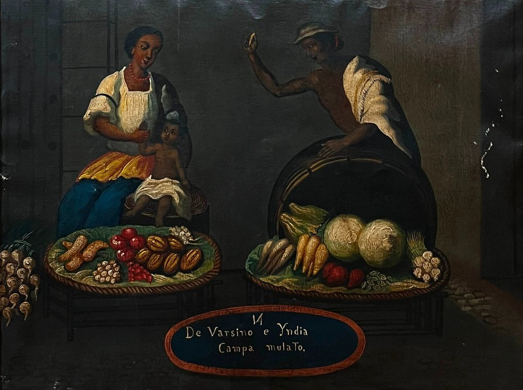 Mexican School (XX) - De Varsino e Yndia, Campa Mulato (A Caste Painting) #1.0