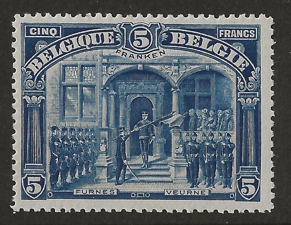 Belgio 1915 - 5F Veurne - FRANKEN - ben centrato - OBP/COB 147 #1.1