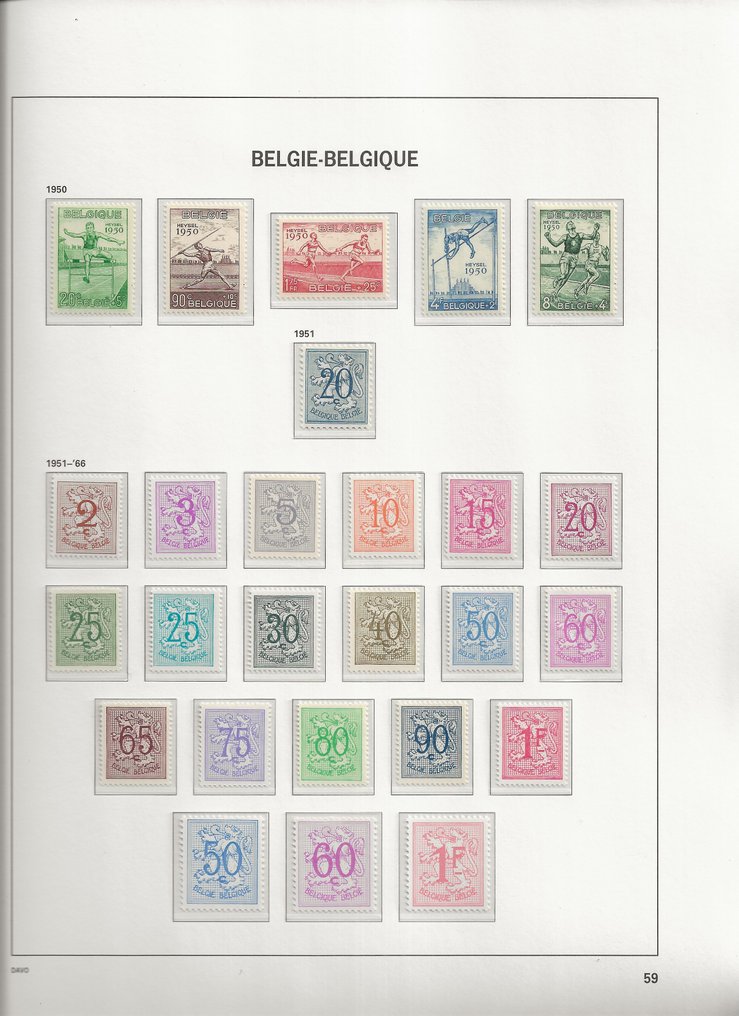 Belgio 1950/1969 - Collezione completa POSTFRIS in album di lusso DAVO II #3.2
