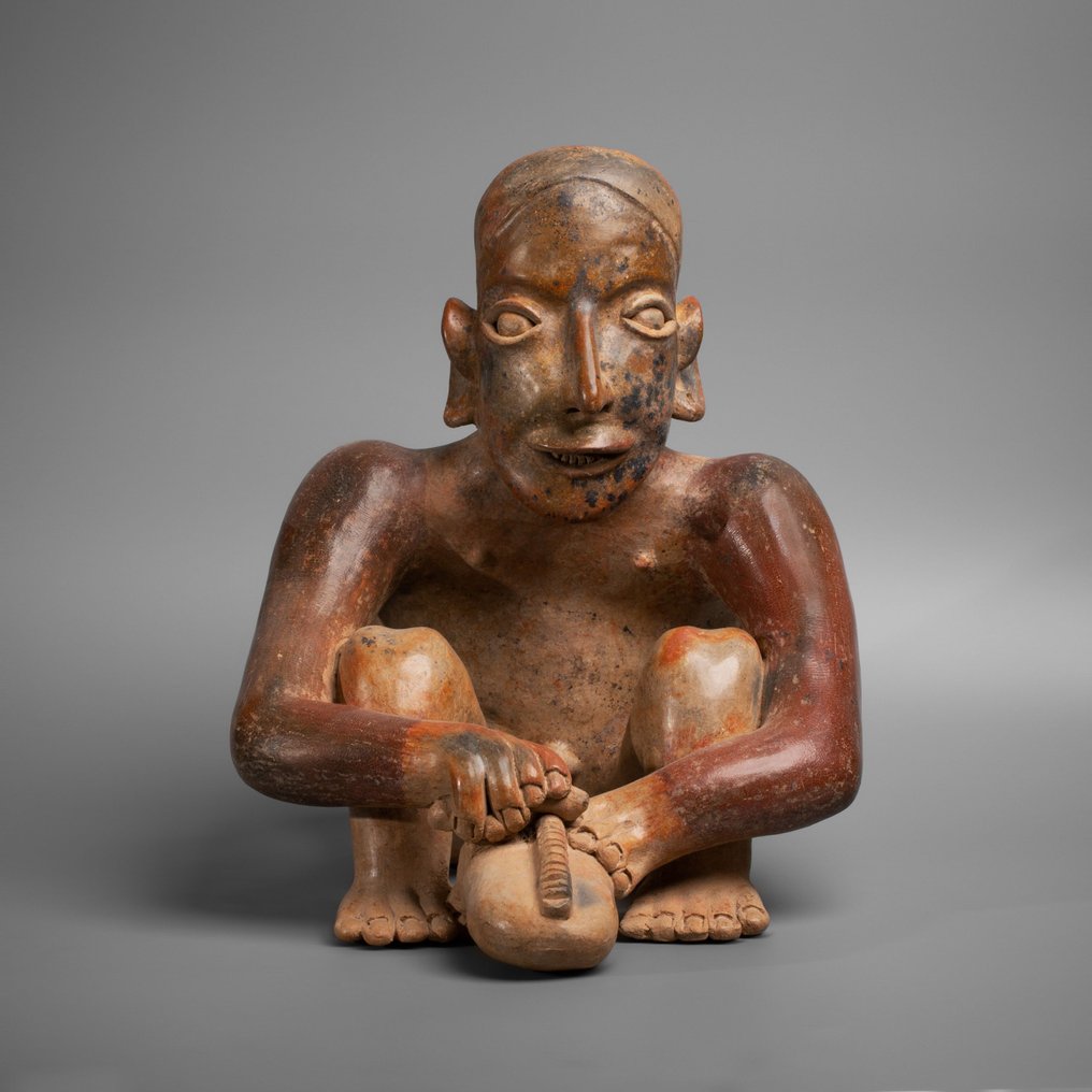 Jalisco, Westmexiko Terracotta Musikerfigur. 200 v. Chr. – 200 n. Chr. 30 cm H. TL TEST. Mit spanischer Importlizenz. #2.2