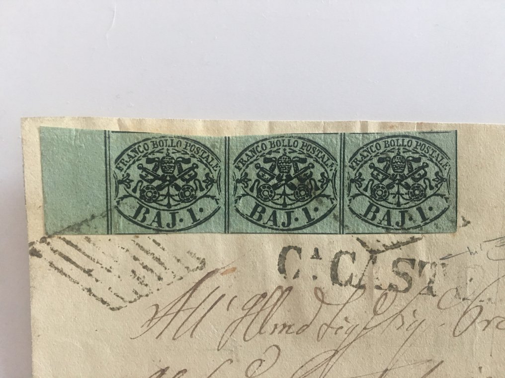 State Italiene Antice - Statul Papal - Acoperire frumoasă din Civita Castellana (12 puncte) către Foligno - Sassone N. 2. - Sassone N. 2 #2.1