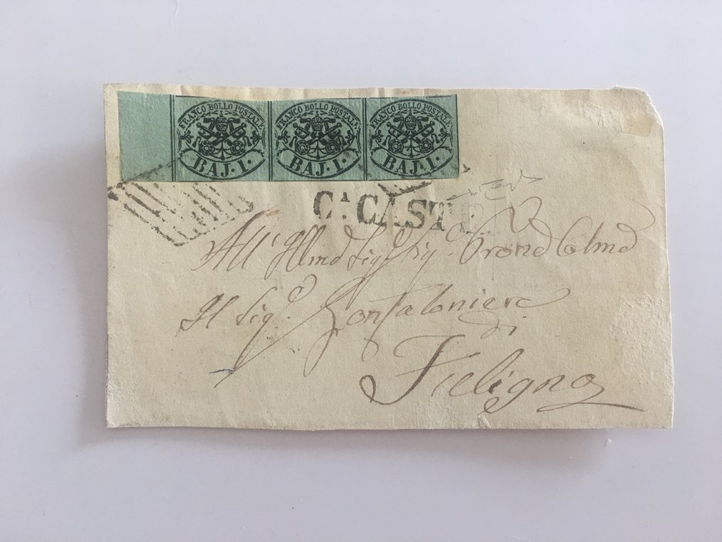 State Italiene Antice - Statul Papal - Acoperire frumoasă din Civita Castellana (12 puncte) către Foligno - Sassone N. 2. - Sassone N. 2 #1.0