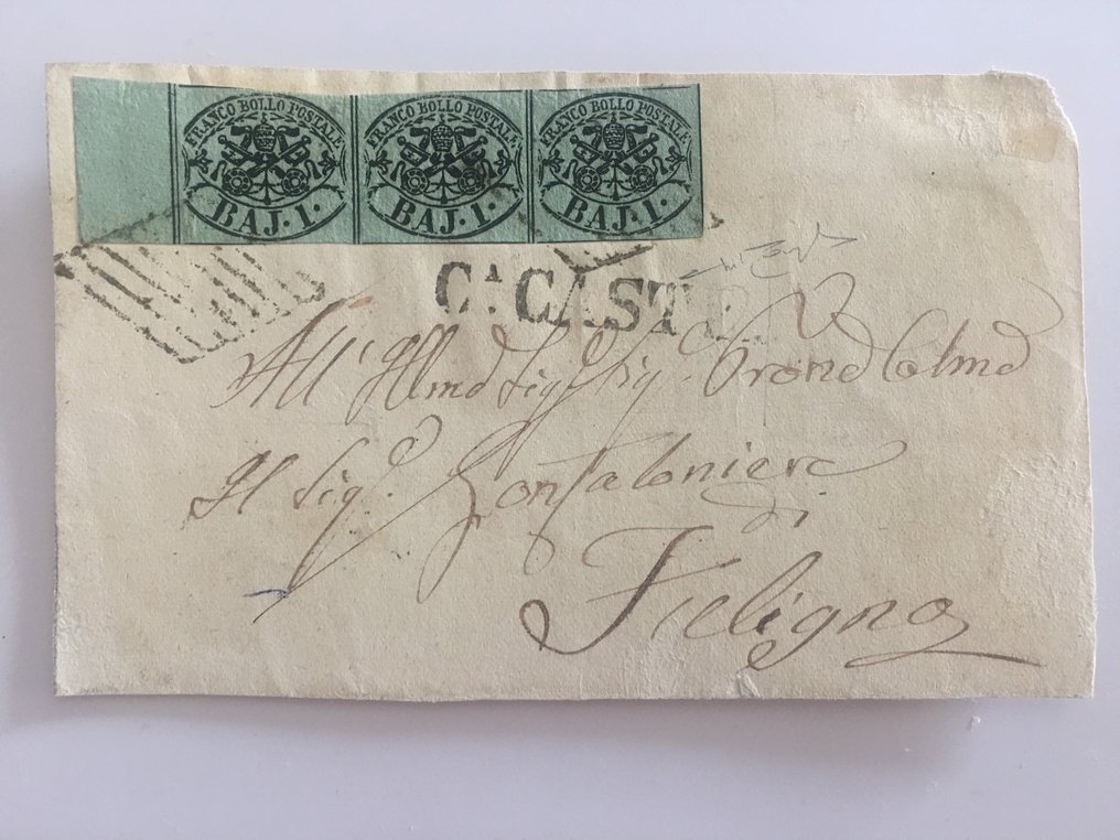 State Italiene Antice - Statul Papal - Acoperire frumoasă din Civita Castellana (12 puncte) către Foligno - Sassone N. 2. - Sassone N. 2 #1.0