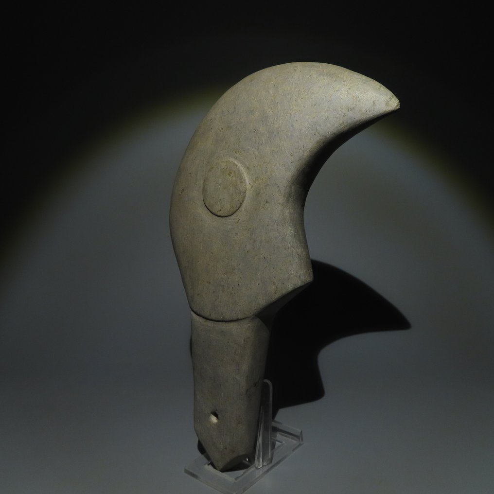 Mapuche, Chili Steen Ceremoniële scepter. 1200 - 1500 n.Chr. 14 cm H. Met Spaans importcertificaat. #1.2