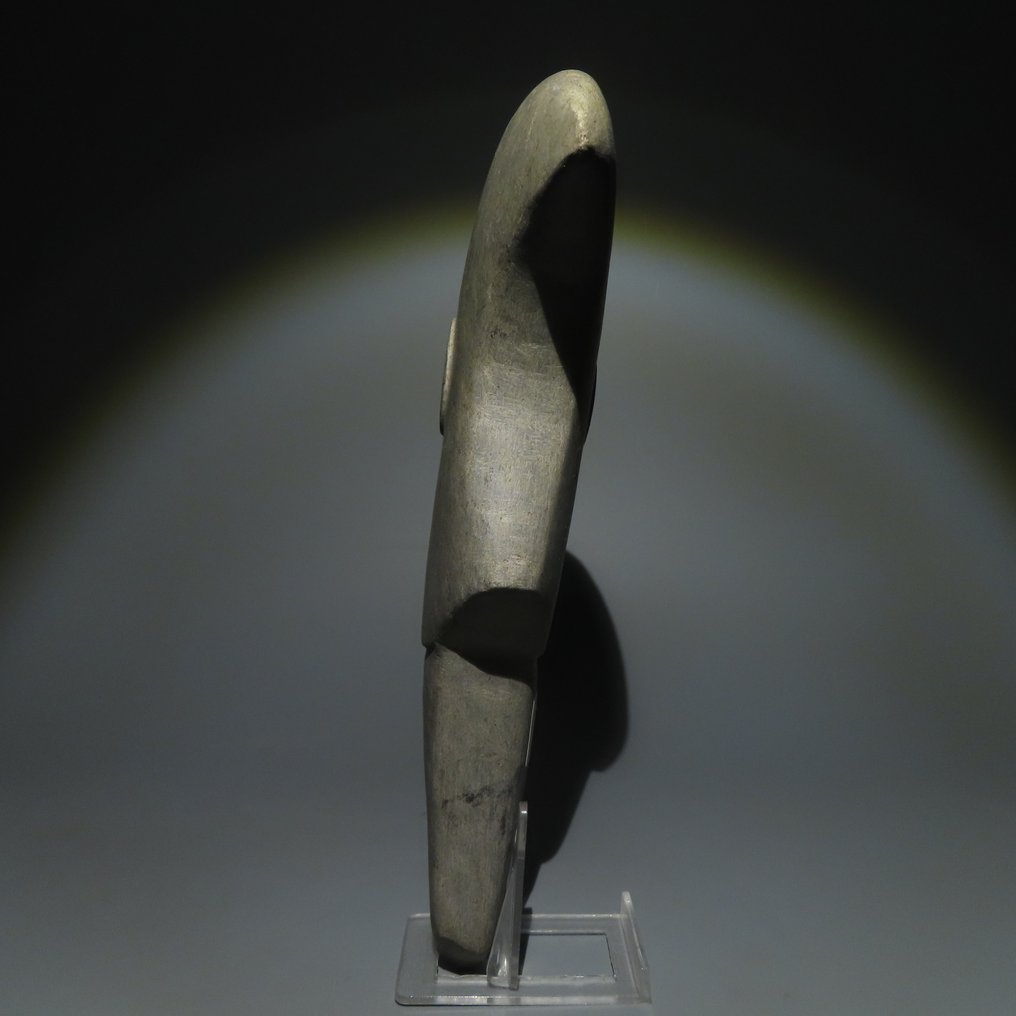 智利馬普切人 石 禮儀權杖。西元 1200 - 1500 年。 14 公分高。 #2.1