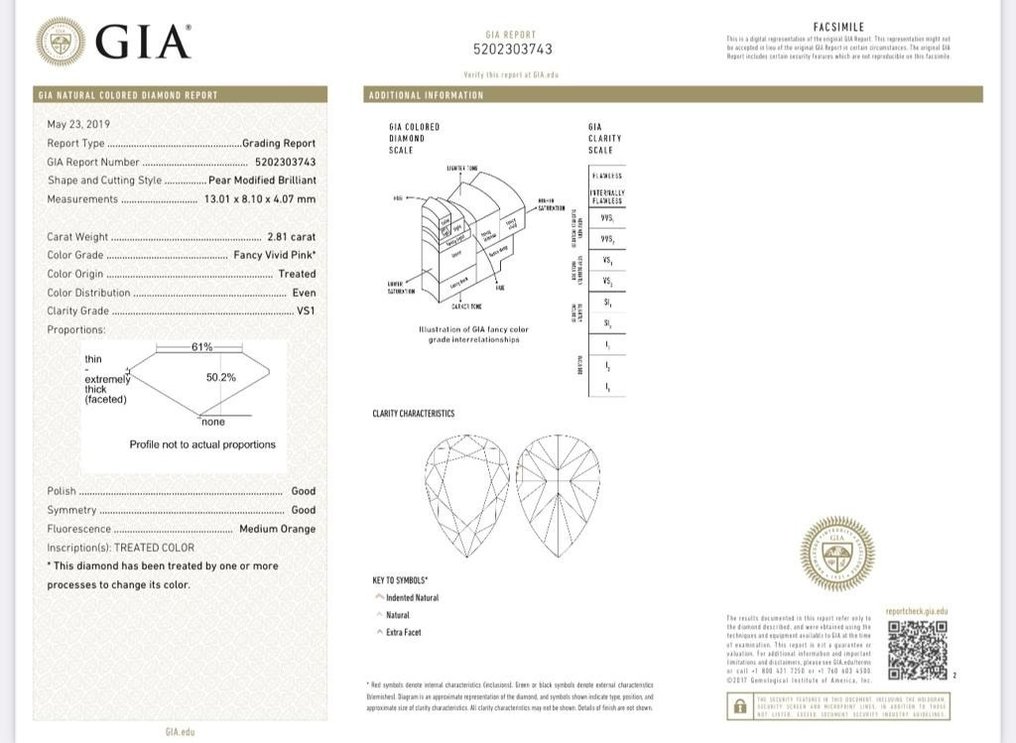 1 pcs Diamante - 2.81 ct - Brilhante, Pera - Color Enhanced - Cor de rosa vivo elegante - VS1 #2.2