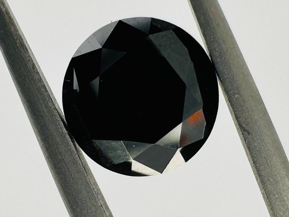 1 pcs Diamant - 2.13 ct - Brilliant, Rund - Farvebehandlet - fancy mørkebrun - Ikke nævnt i certifikat #2.2