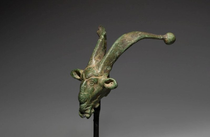 Ógörög Bronz Pán isten szép feje. Hellenizmus. Kr.e. 5. század. 9,5 cm H. #1.1