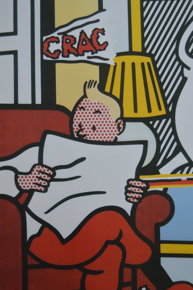 Hommage à Hergé - Roy Lichtenstein - Affiche offset (100x70cm) - Tintin lisant - Plaizir Brussels #3.2