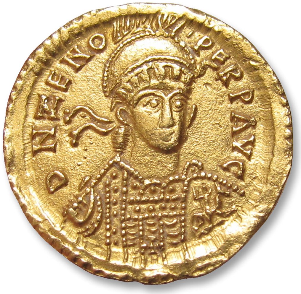 Imperio romano. Zenón (474-491 e. c.). Solidus uncertain western mint (struck under the Ostrogoths) 476-491 A.D. - extremely rare - #1.1