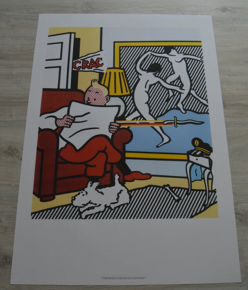 Hommage à Hergé - Roy Lichtenstein - Affiche offset (100x70cm) - Tintin lisant - Plaizir Brussels #1.0