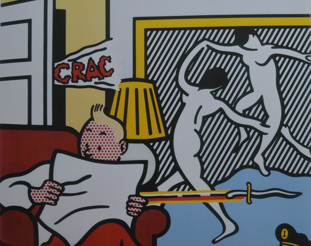 Hommage à Hergé - Roy Lichtenstein - Affiche offset (100x70cm) - Tintin lisant - Plaizir Brussels #4.3
