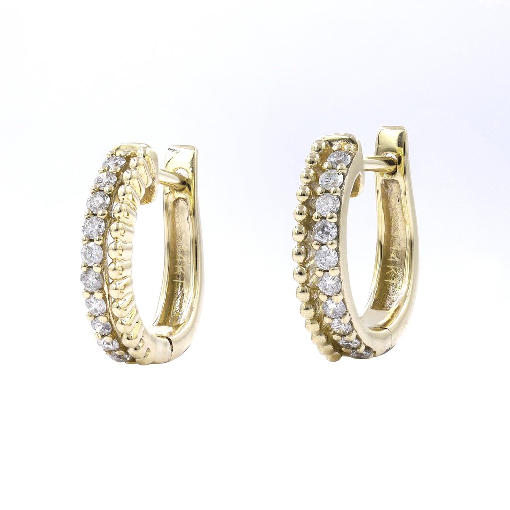 Boucles d'oreilles - 14 carats Or jaune -  0.21ct. tw. Diamant (Naturelle)  #3.2