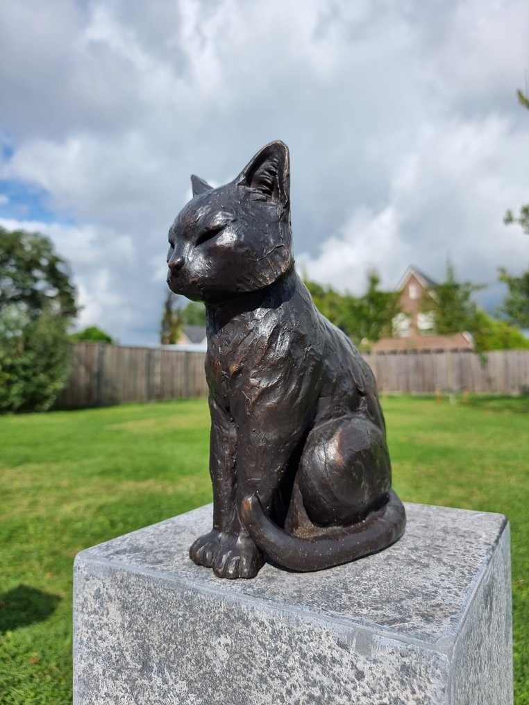 Statue, Bronze Cat - Hand-Crafted - 26 cm - Bronze #2.1