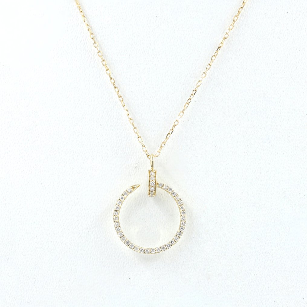 Necklace with pendant - 14 kt. Yellow gold -  0.24 tw. Diamond  (Natural) #1.1