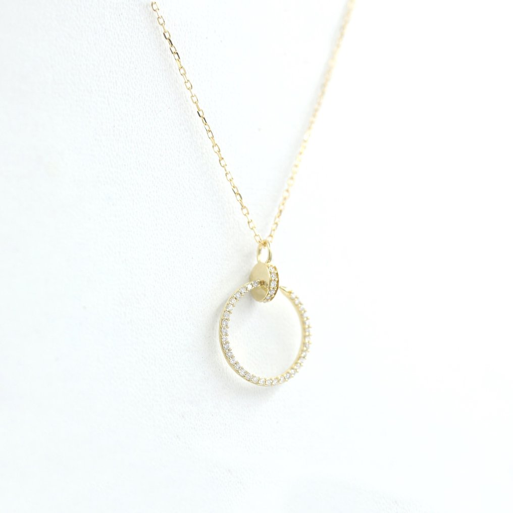 Necklace with pendant - 14 kt. Yellow gold -  0.24 tw. Diamond  (Natural) #2.1