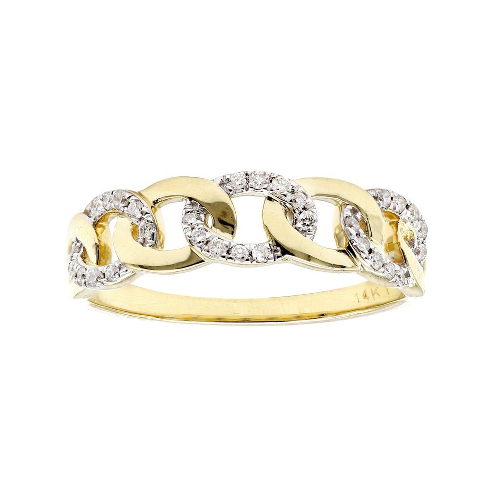 Bague - 14 carats Or jaune -  0.15ct. tw. Diamant (Naturelle)  #1.0