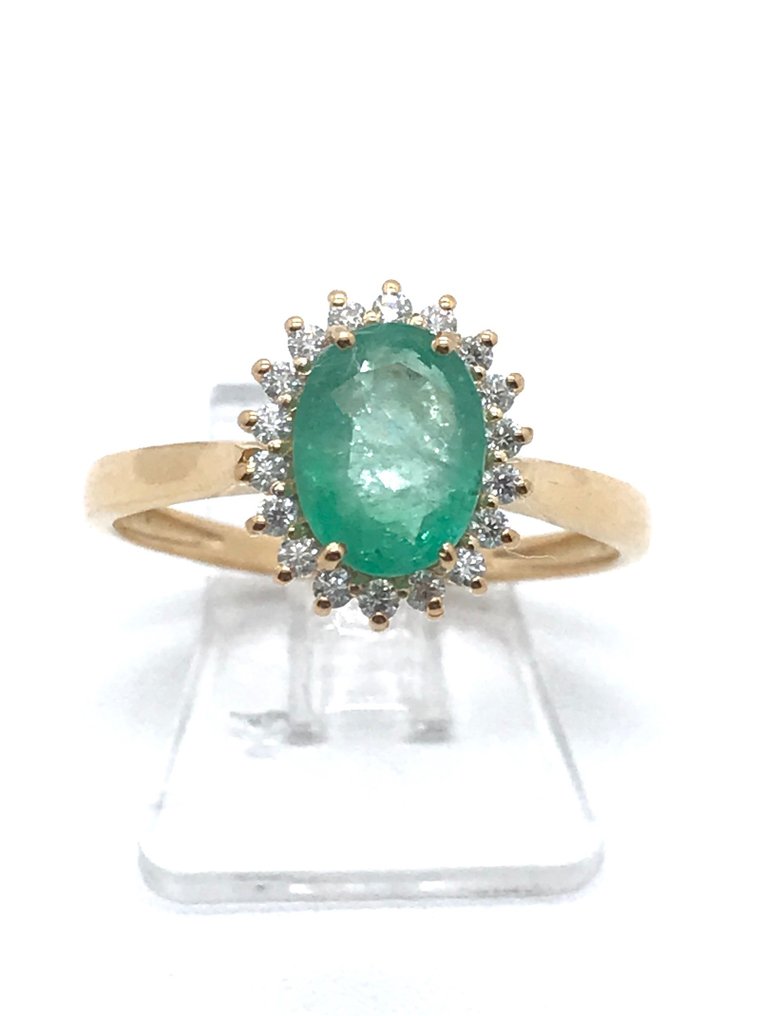 No Reserve Price - Ring - 18 kt. Yellow gold -  1.80ct. tw. Emerald - Diamond #1.1
