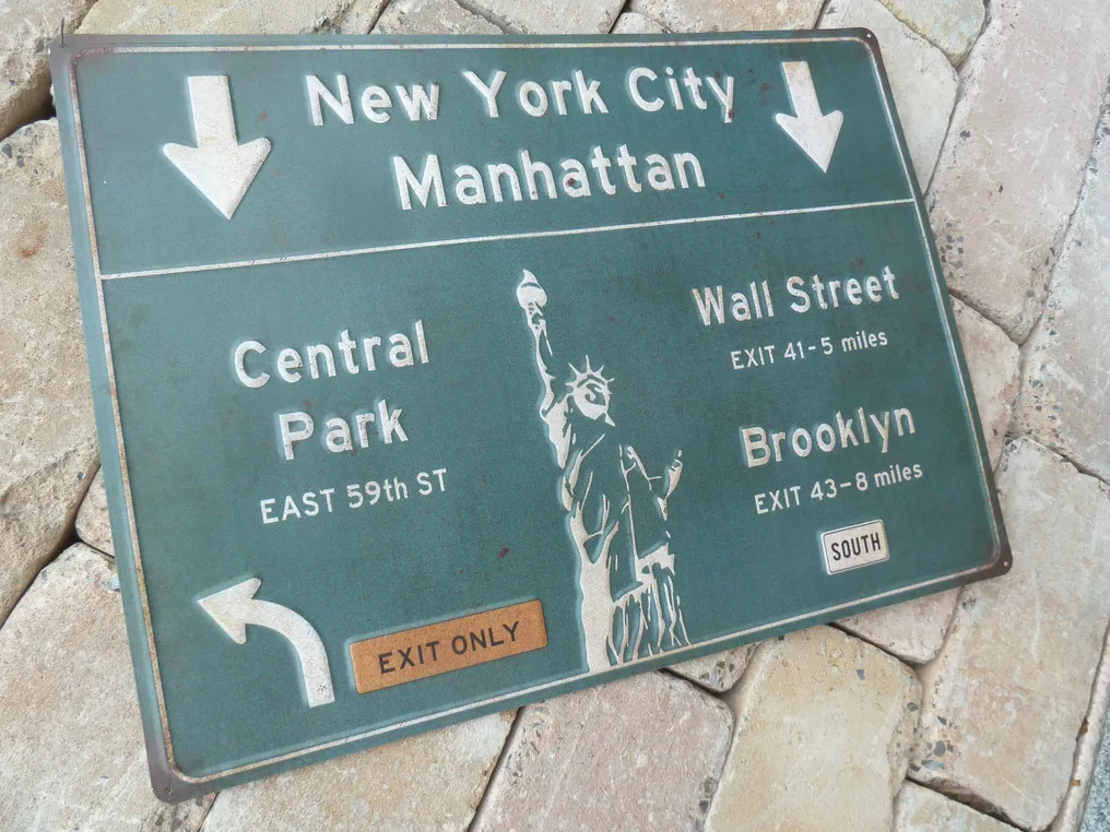 Tegn - New York City vejskilt - Fremstillet i USA - New York City - metalplade #2.2