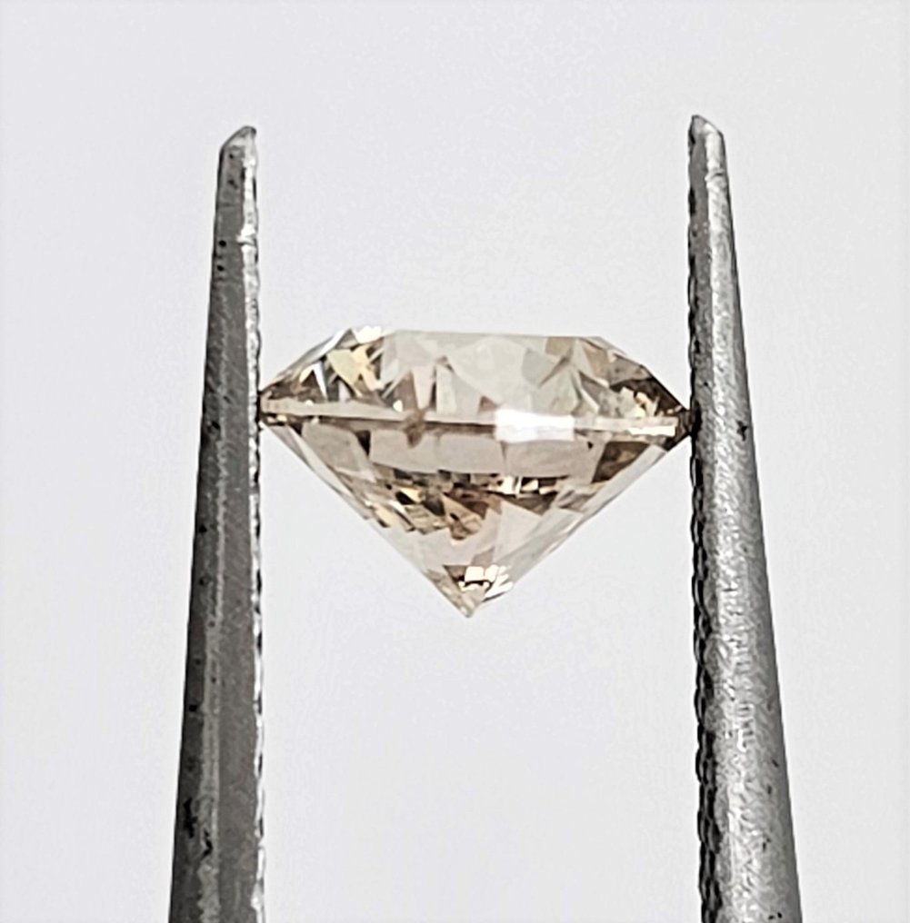 1 pcs Diamant  (Natürlich farbig)  - 1.01 ct - Rund - Light Braun - SI1 - Antwerp International Gemological Laboratories (AIG Israel) #1.2