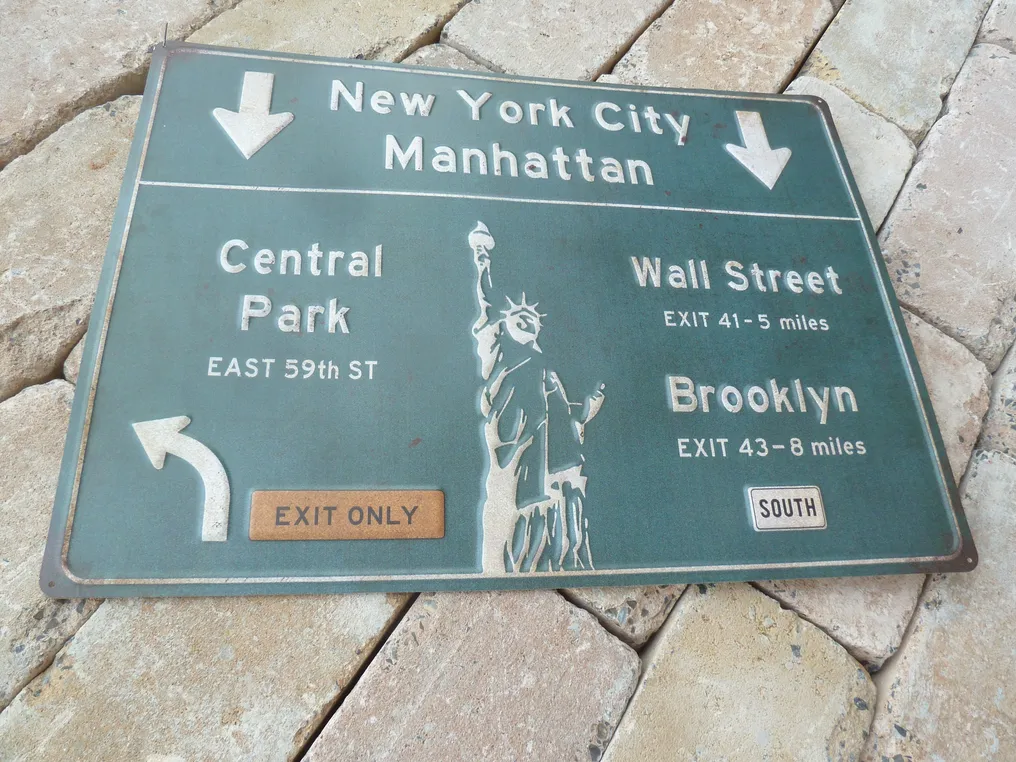 Tegn - New York City vejskilt - Fremstillet i USA - New York City - metalplade #3.2