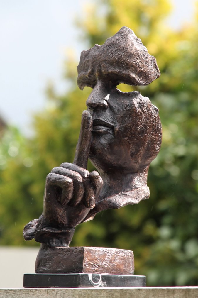 silent face - Figure - speak no evil - bronze marble #3.2