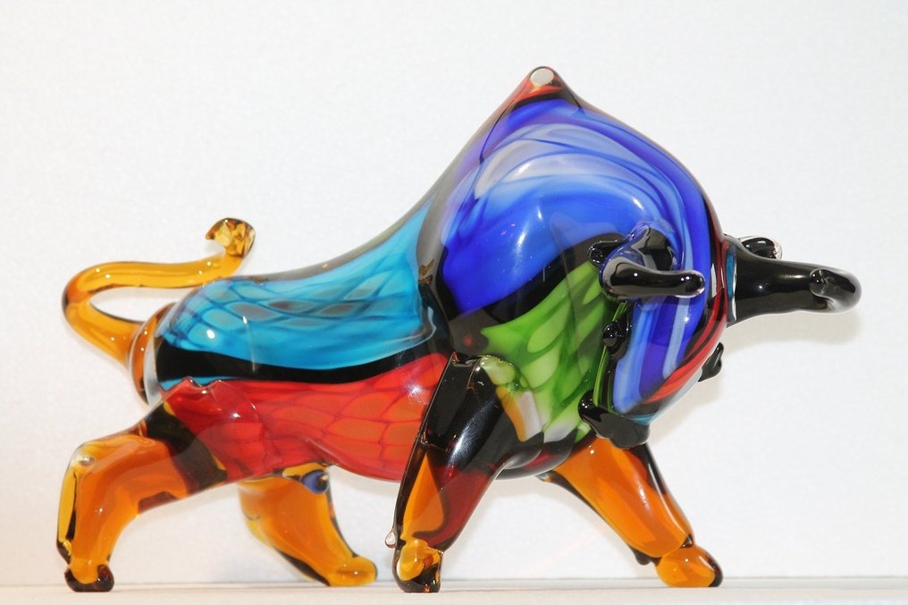 Άγαλμα, glas bull mondriaan stijl - 19 cm - Γυαλί #1.0