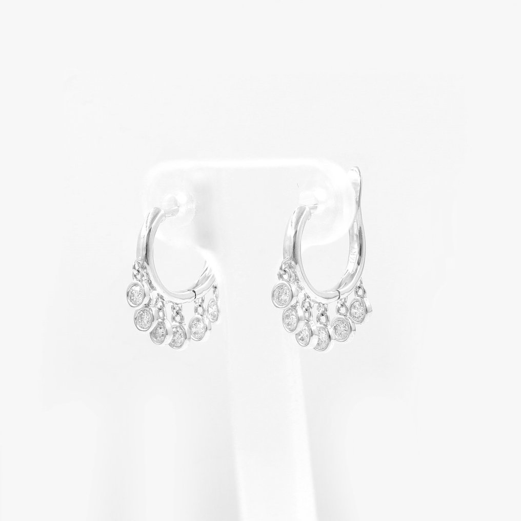 Boucles d'oreilles - 14 carats Or blanc -  0.35ct. tw. Diamant  (Naturelle) #1.2