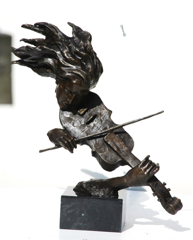 Szobor, violinplayer - 62 cm - bronz márvány #2.1