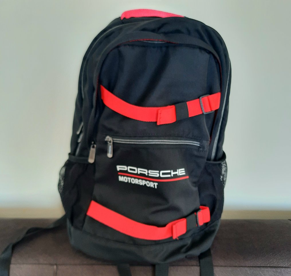 Porsche Motorsport Backpack, Black, Adjustable Straps, Official