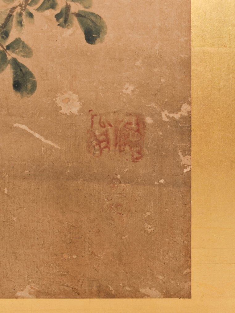 Byōbu 屏風 (αναδιπλούμενη οθόνη) - Ξύλο, Χαρτί - Signed 'Kano Hōkkyō Toshinobu' 狩野法橋俊信 - Taka 鷹 (hawks) - Ιαπωνία - 18ος/19ος αιώνας (περίοδος Έντο) #3.1