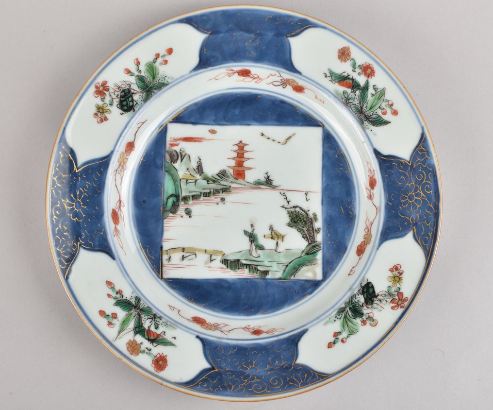 清 粉彩青花盘 - 瓷 - 中国 - Kangxi (1662-1722) #1.1