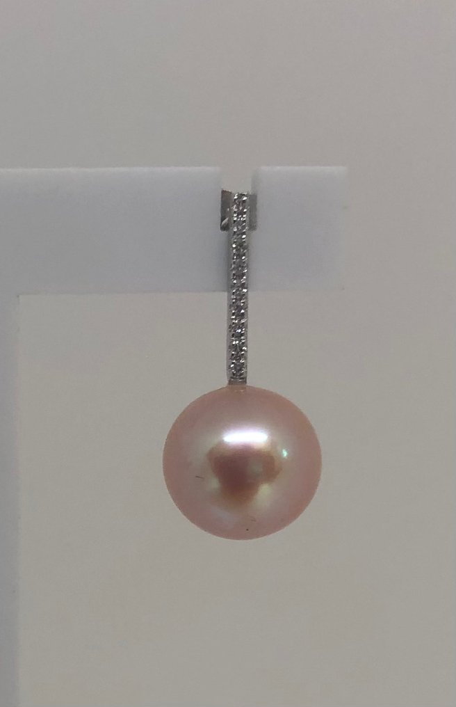FreshWater Pearls - 18 kt Weißgold - Ohrringe - Diamanten #2.1