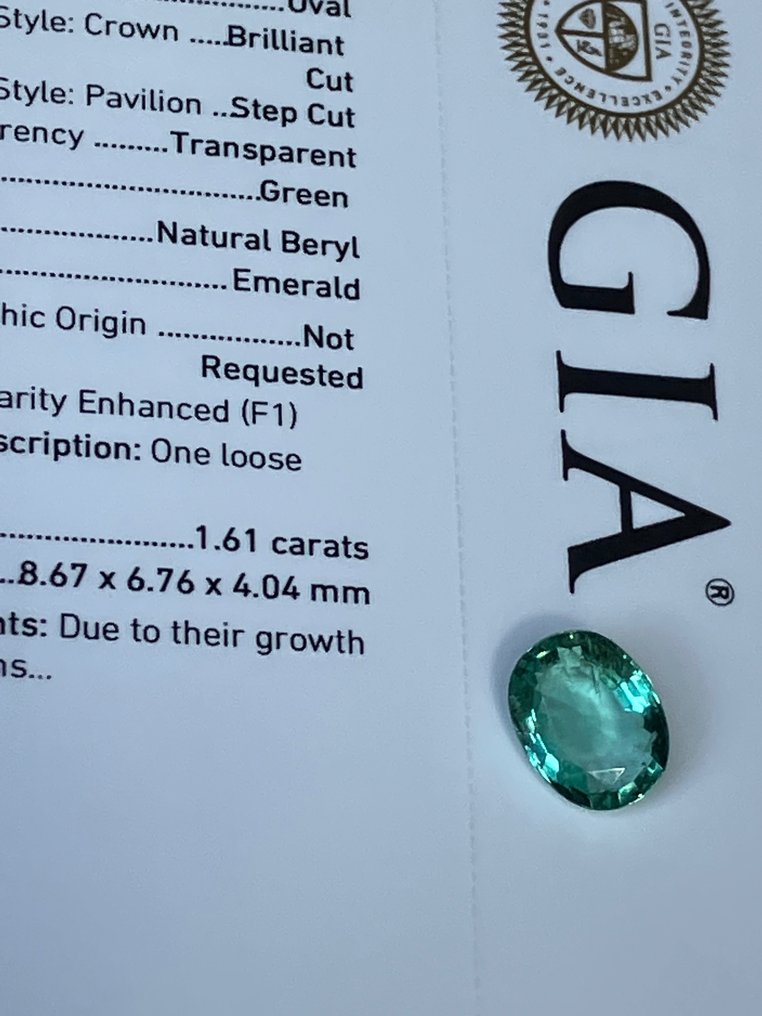 1 pcs Vihreä Smaragdi - 1.61 ct #1.2