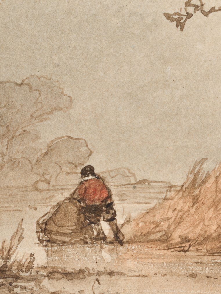 John Francisus Hoppenbrouwers (1819-1866) - Lonely skater in winter landscape #2.2