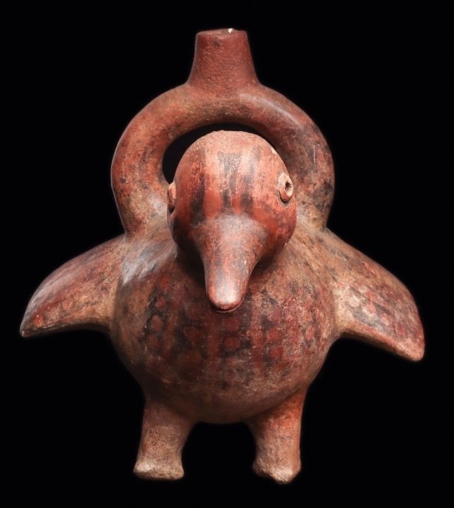 Cultura pré-colombiana de Vicus - navio assobiando de um pássaro - Peru Barro/Cerâmica Navio - 20 cm #2.1