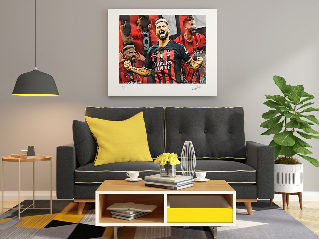AC Milan - Liga de fútbol Italiana - Olivier Giroud - 2023 - Artwork, Print, edición limitada 5/30  #2.1