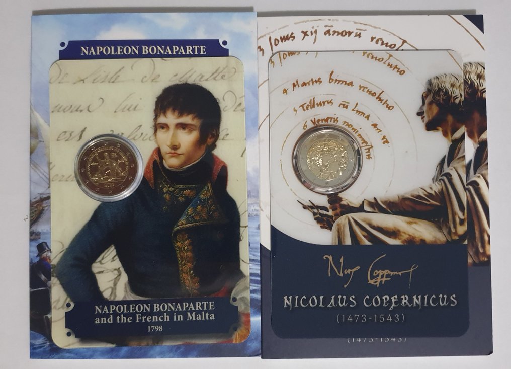 Μάλτα. 2 Euro 2023 "Napoleon Bonaparte" + "Nicolaus Copernicus" (2 coincards)  (χωρίς τιμή ασφαλείας) #2.2