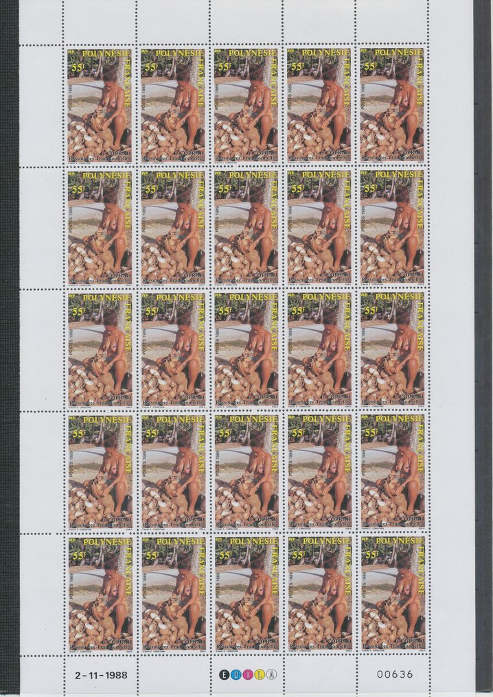 法屬波利尼西亞 1988 - Nature - Le coprah - 25张完整叶片系列。精彩。评分：1700 € - Yvert 326/27** #1.0