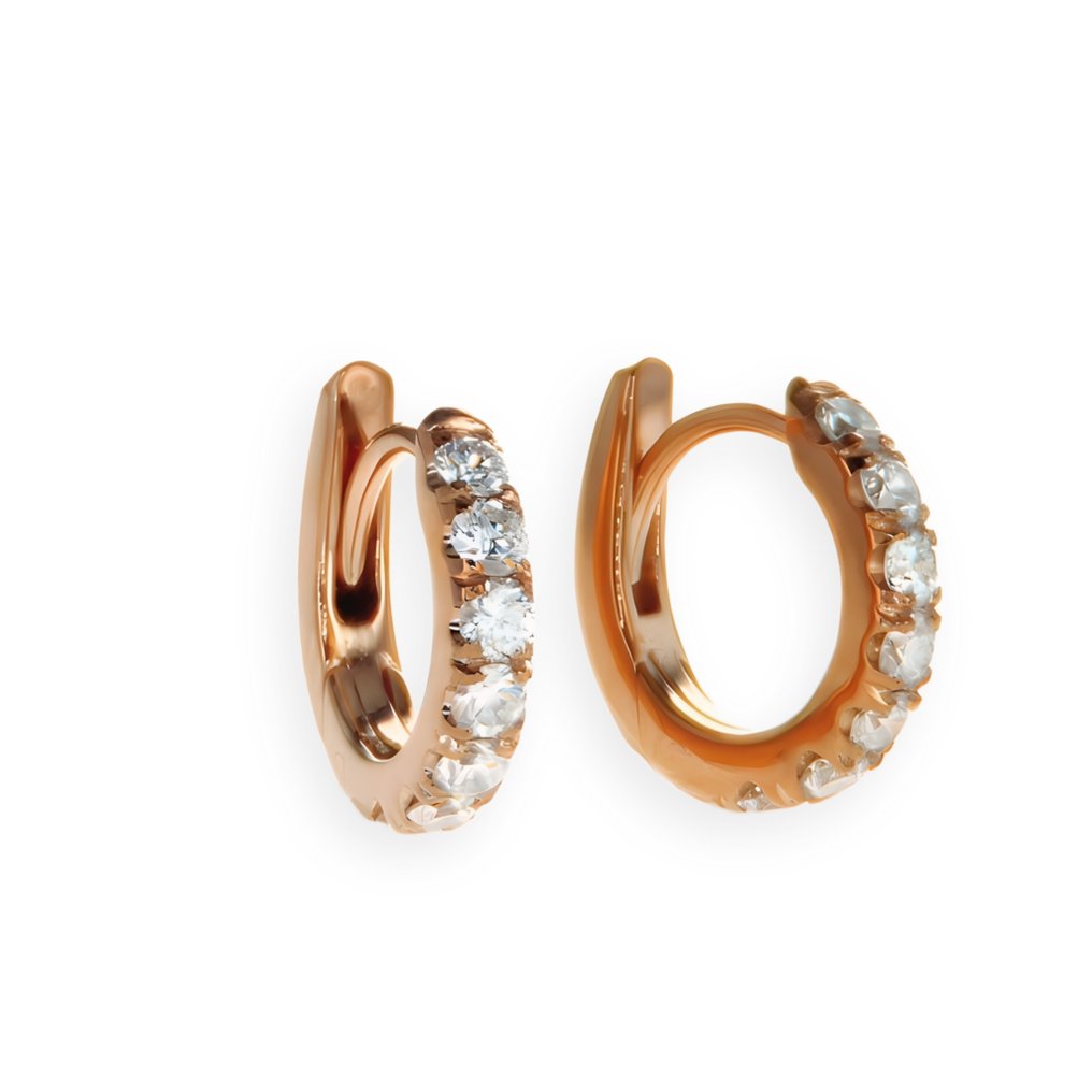 圈形耳环 - 14K包金 玫瑰金 - 0.35ct. tw. 钻石 (天然) #1.0