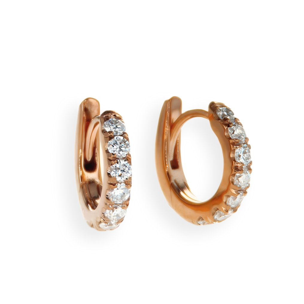 圈形耳环 - 14K包金 玫瑰金 - 0.35ct. tw. 钻石 (天然) #3.2