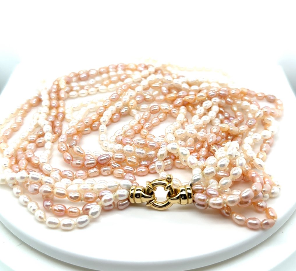 Collier avec pendentif - 18 carats Or jaune Perle - Collier de perles de 64 cm en or 18K #2.1