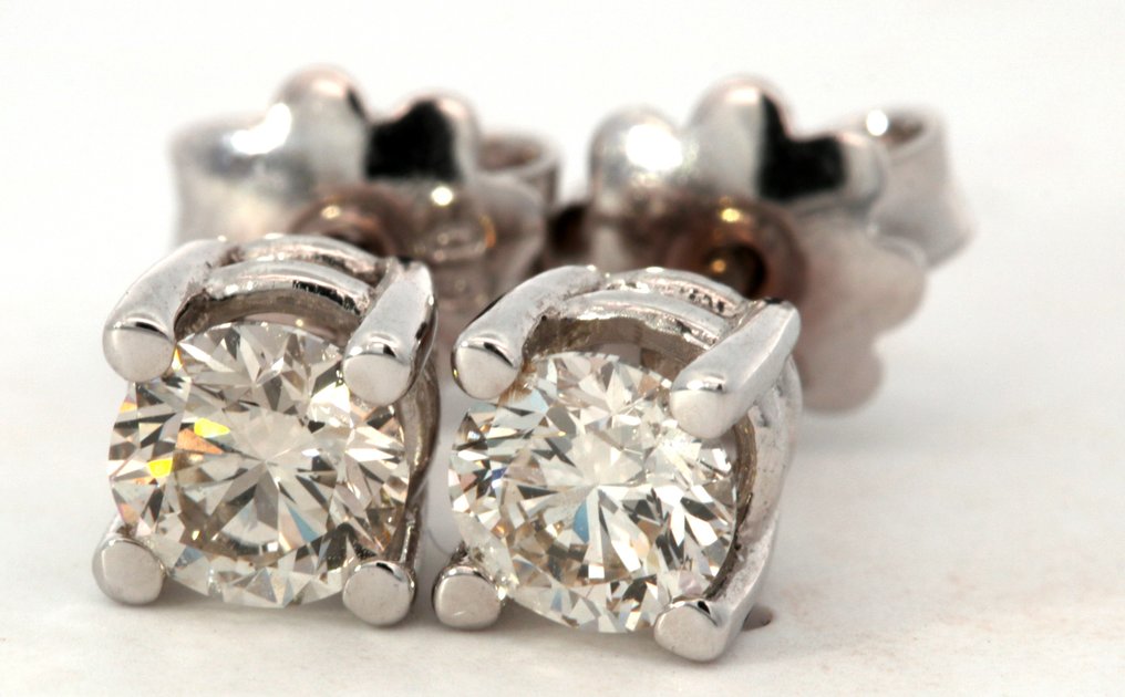 14 克拉 白金 - 耳環 - 0.86 ct 鉆石 - Diamonds #2.1