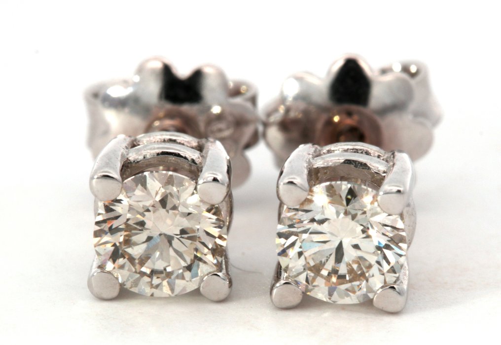 14 克拉 白金 - 耳環 - 0.86 ct 鉆石 - Diamonds #1.1