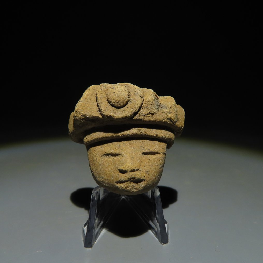 Teotihuacan, Messico Terracotta Testa. 100-500 d.C. 3,2 cm H. Licenza di importazione spagnola. #1.1