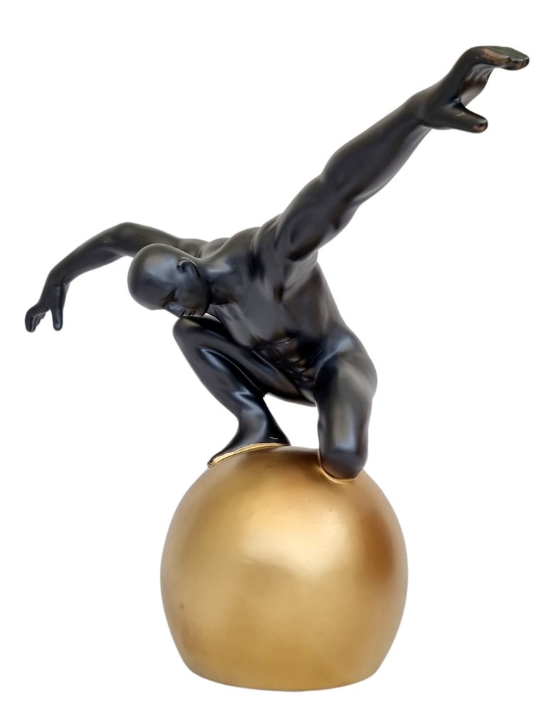 雕塑, Man op bal - 44 cm - 陶瓷 #3.2