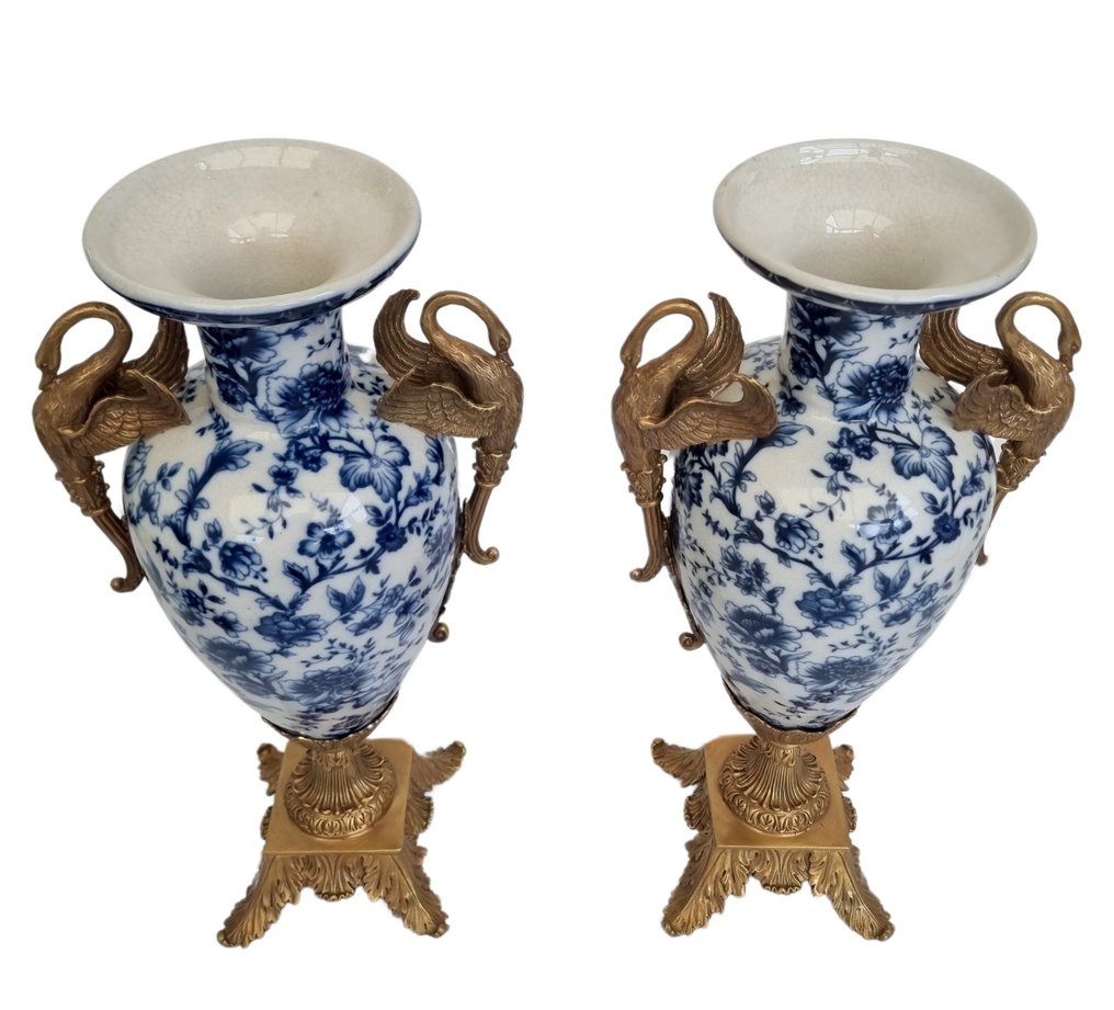 花瓶 (2)  - 黄铜色, 瓷 #3.2