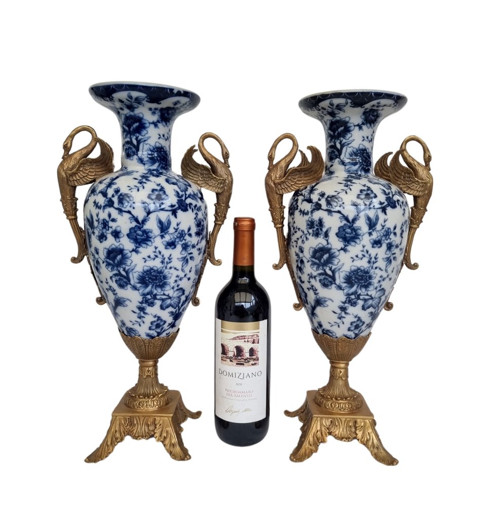 花瓶 (2)  - 黄铜色, 瓷 #4.3