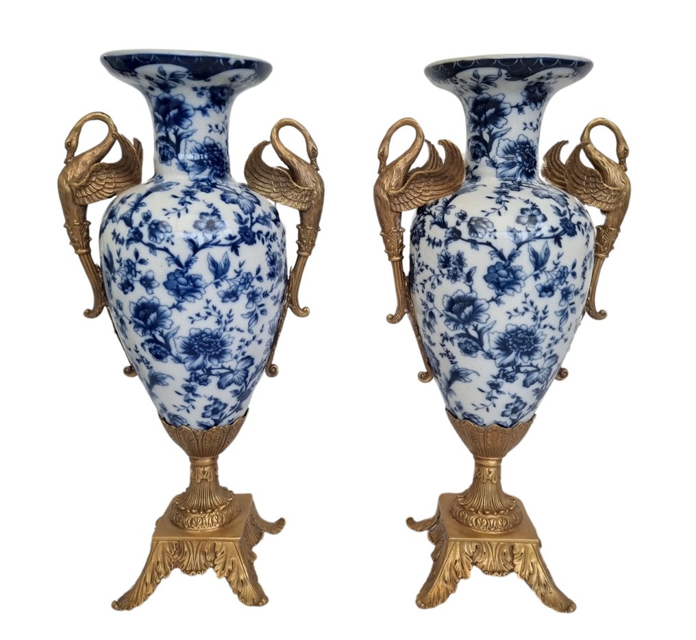 花瓶 (2)  - 黄铜色, 瓷 #1.0